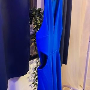 Express royal blue dress cuts on the side